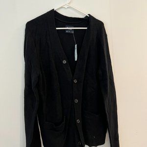 ABERCROMBIE & FITCH Men's Black Cotton Blend Fuzzy Cardigan - MEDIUM (NWT)